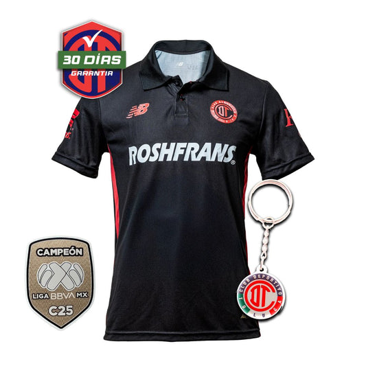 Toluca Jugador Third Negro 2025/26 + Parche de Campeón