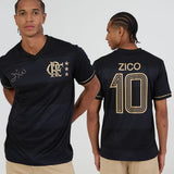 Camisa Flamengo Zico 1981 Preto e Ouro Retrô Masculina - Zico #10